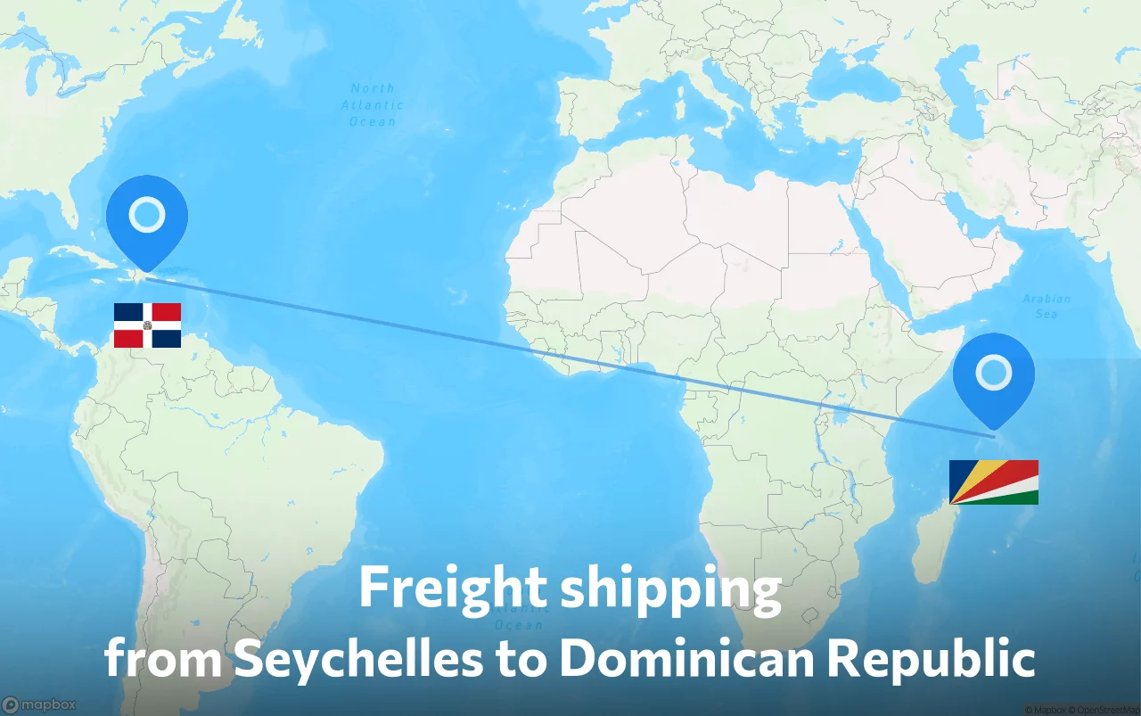 Shipping route from Seychelles to Dominican Republic