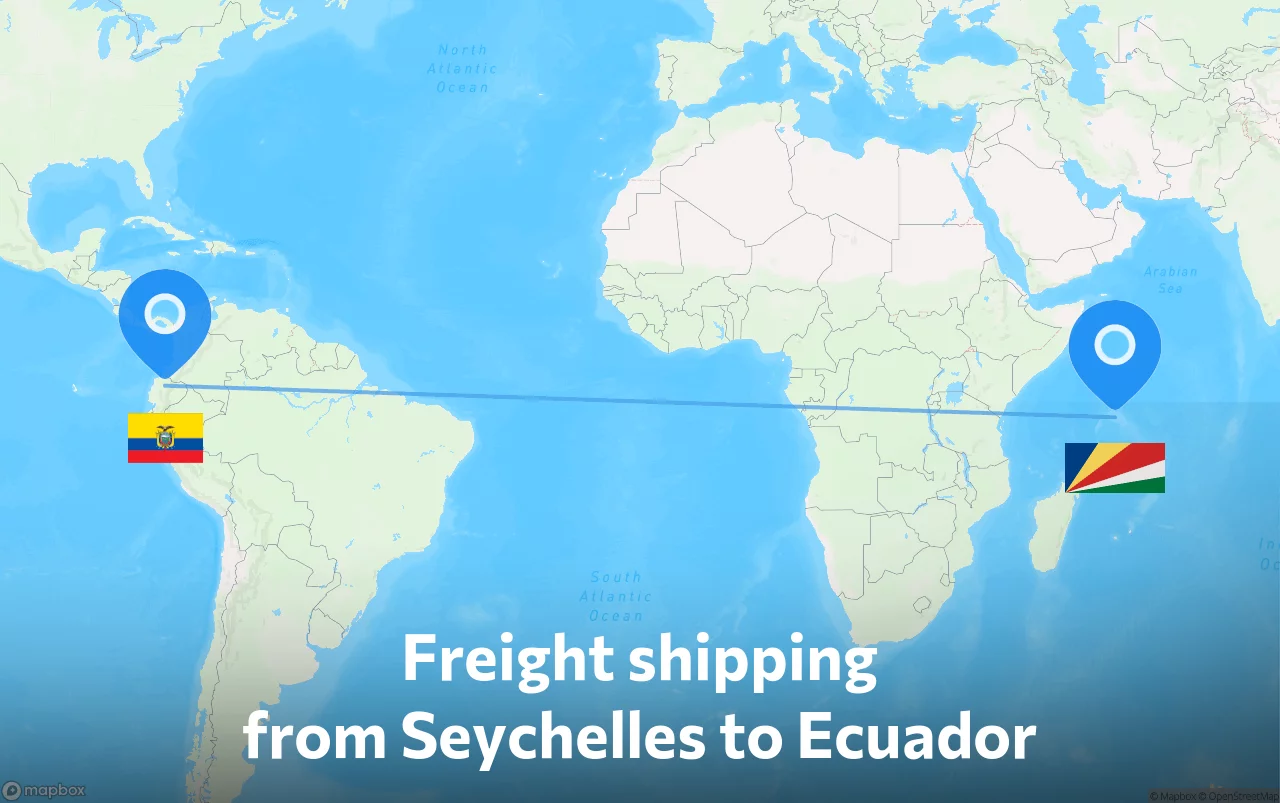 Shipping route from Seychelles to Ecuador