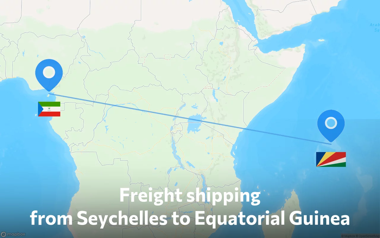 Shipping route from Seychelles to Equatorial Guinea