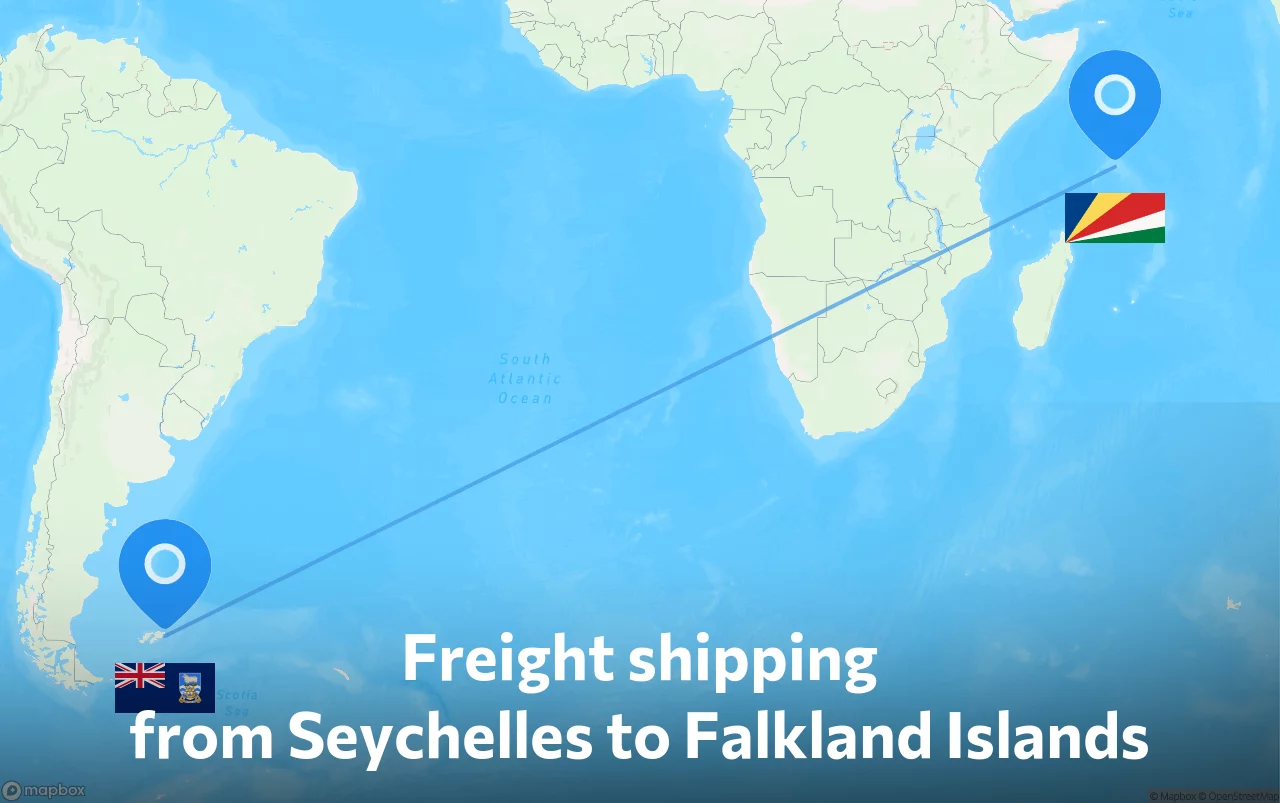 Shipping route from Seychelles to Falkland Islands