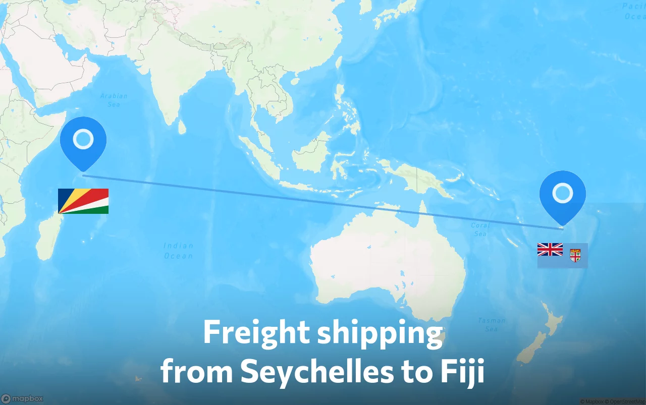 Shipping route from Seychelles to Fiji