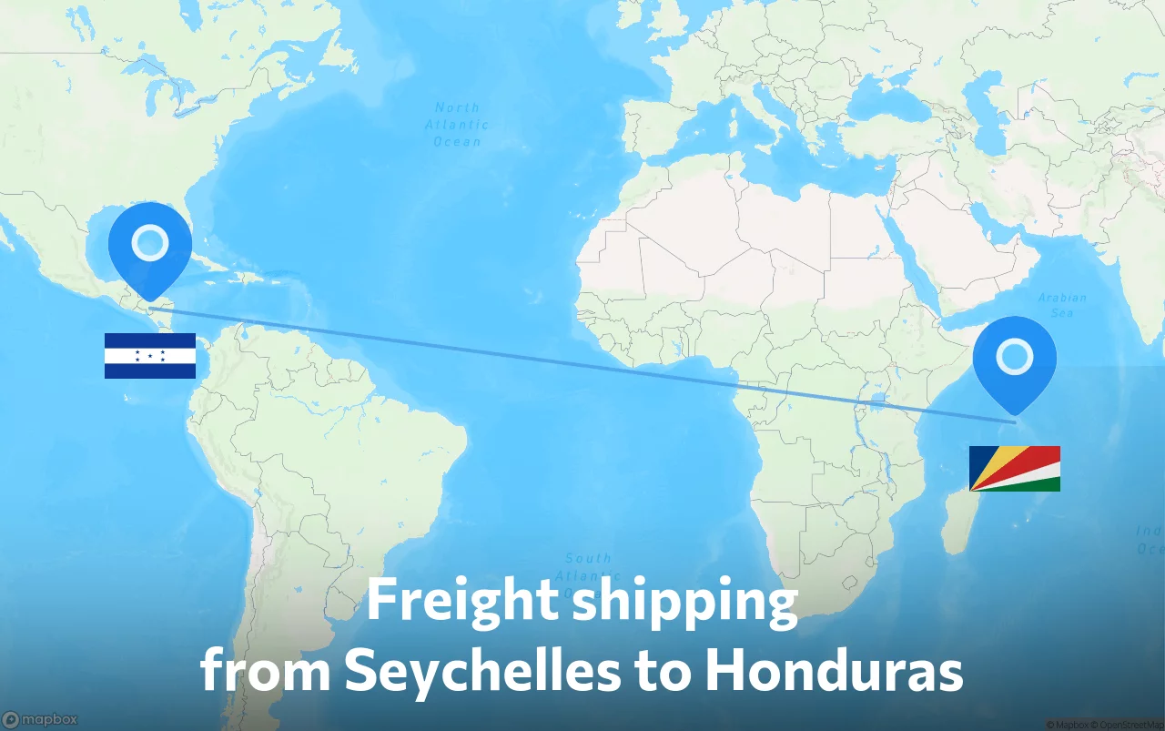 Shipping route from Seychelles to Honduras