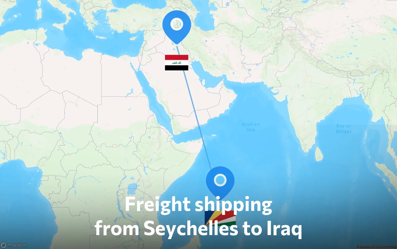 Shipping route from Seychelles to Iraq