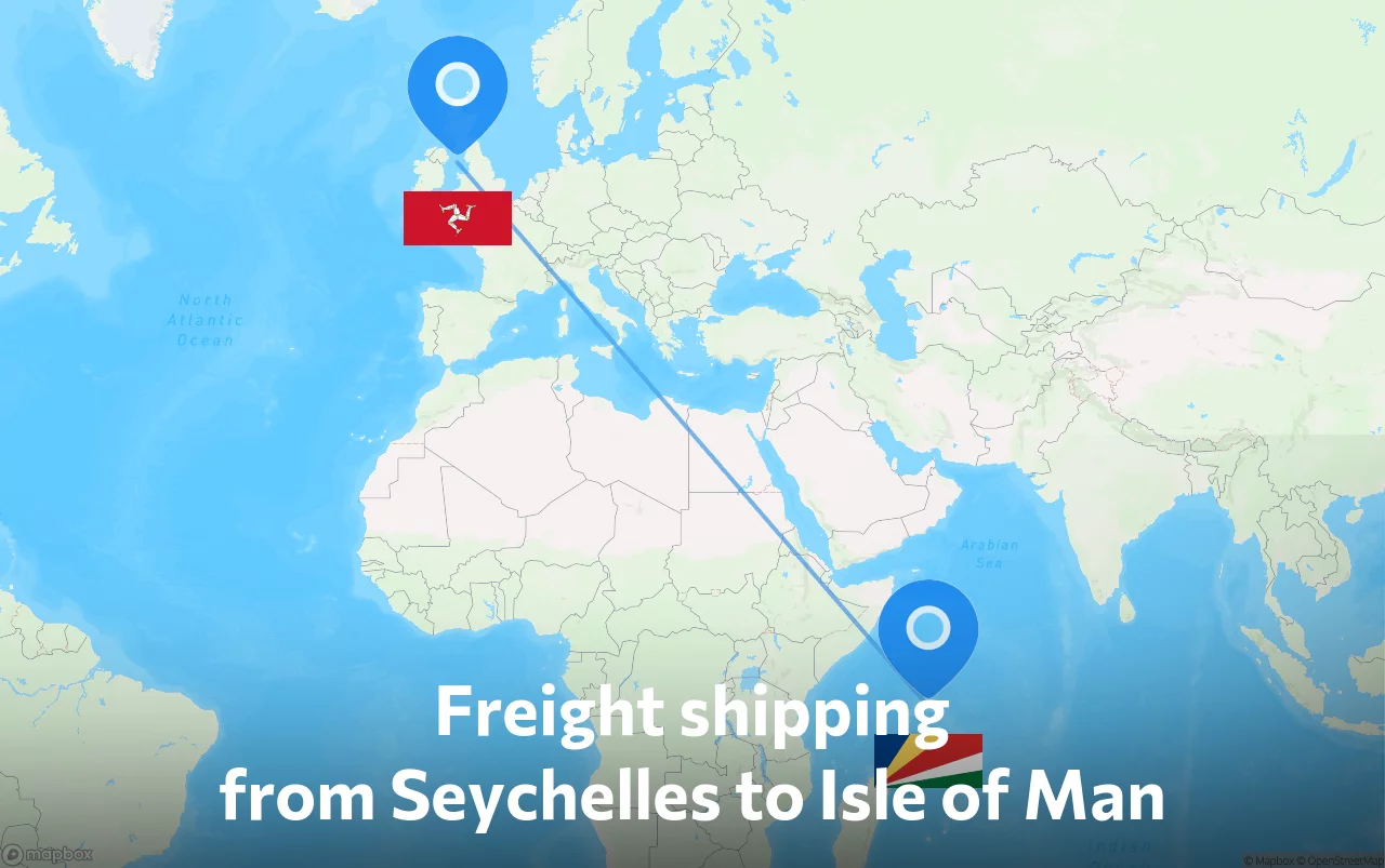 Shipping route from Seychelles to Isle of Man