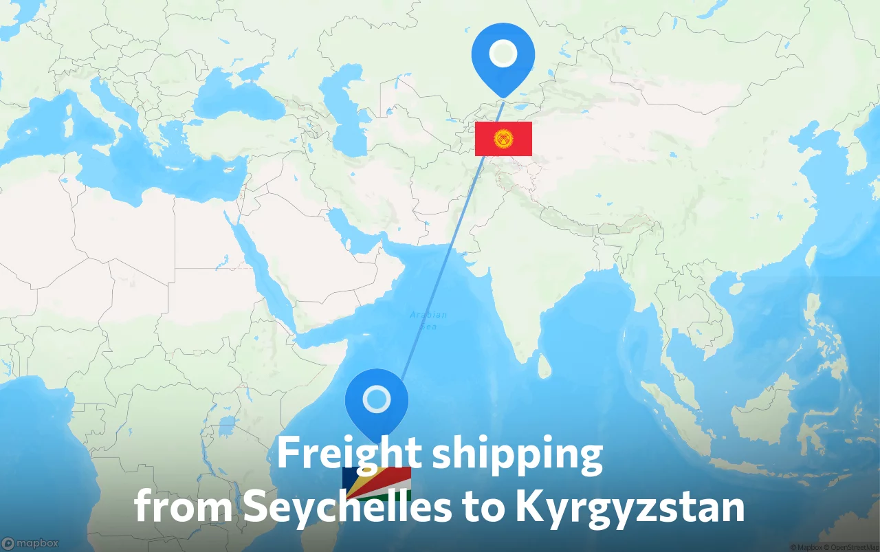 Shipping route from Seychelles to Kyrgyzstan