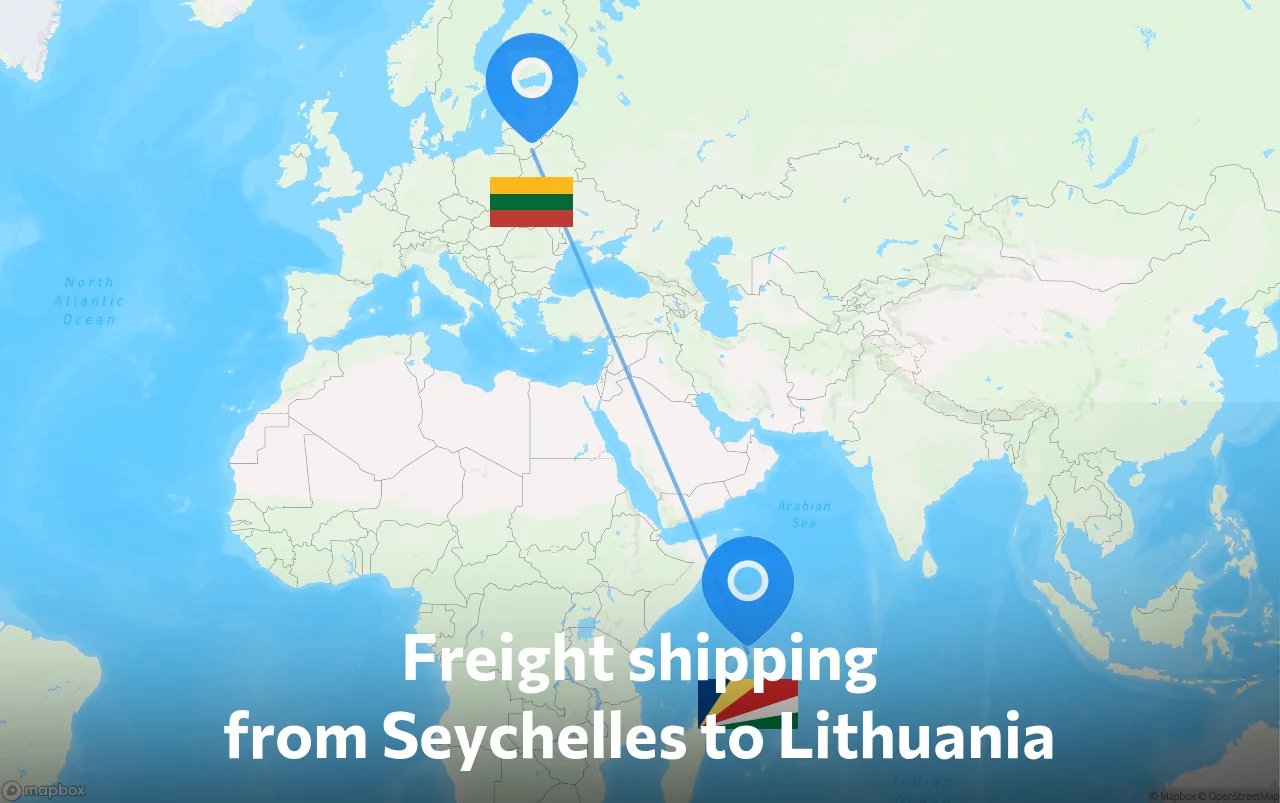 Shipping route from Seychelles to Lithuania
