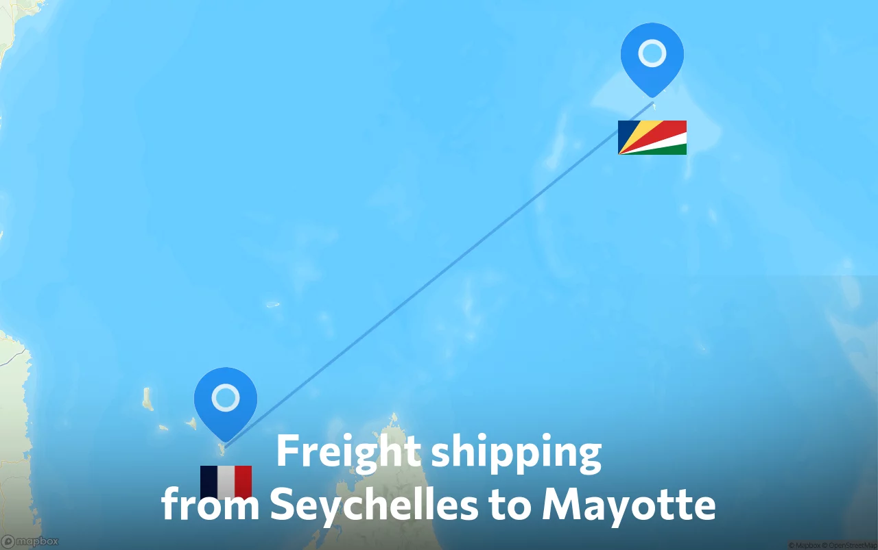 Shipping route from Seychelles to Mayotte