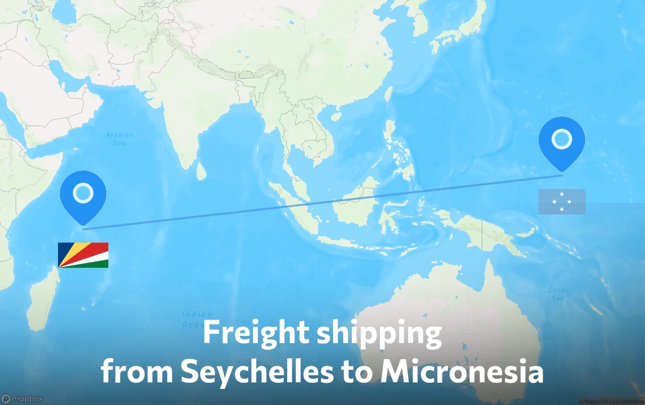 Shipping route from Seychelles to Micronesia