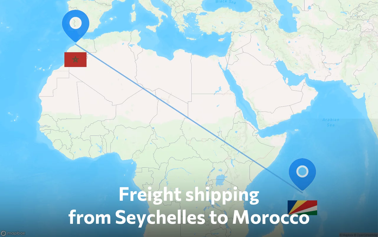 Shipping route from Seychelles to Morocco