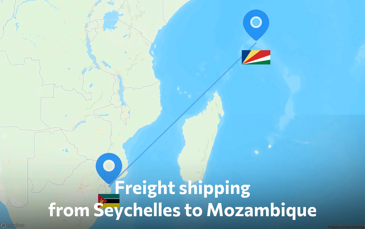 Shipping route from Seychelles to Mozambique