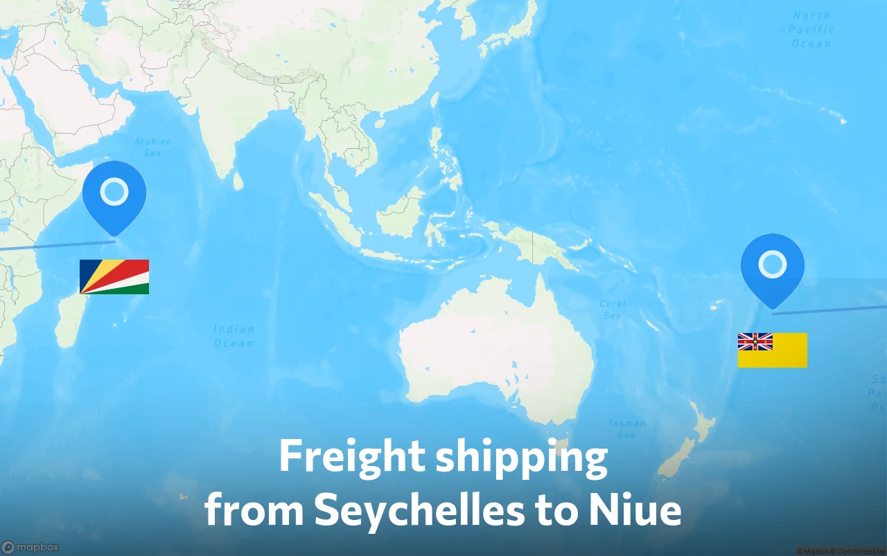 Shipping route from Seychelles to Niue