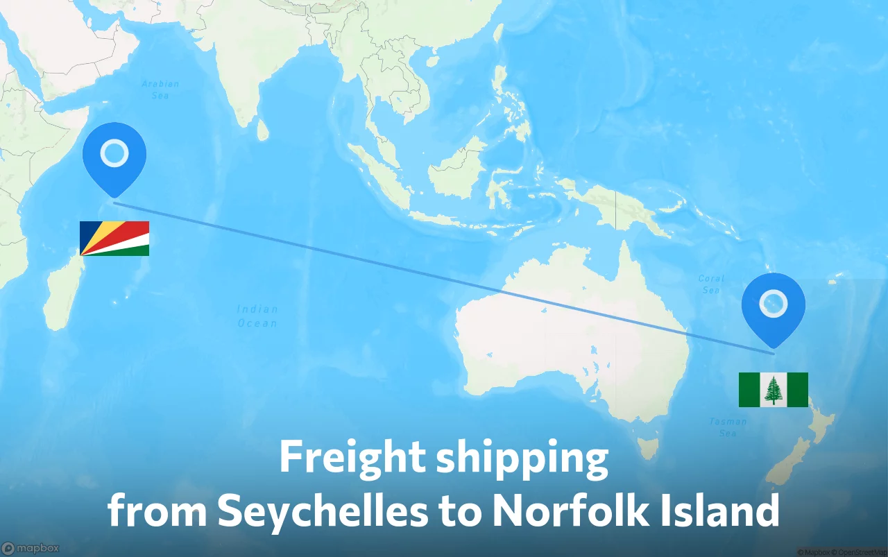 Shipping route from Seychelles to Norfolk Island