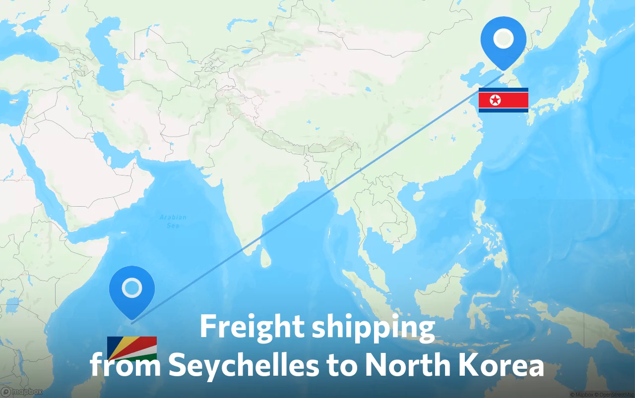 Shipping route from Seychelles to North Korea