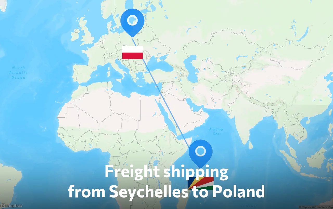 Shipping route from Seychelles to Poland