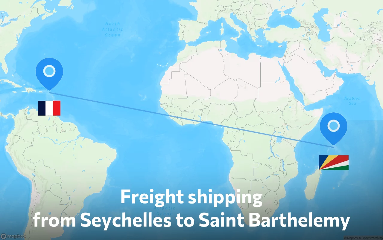 Shipping route from Seychelles to Saint Barthelemy