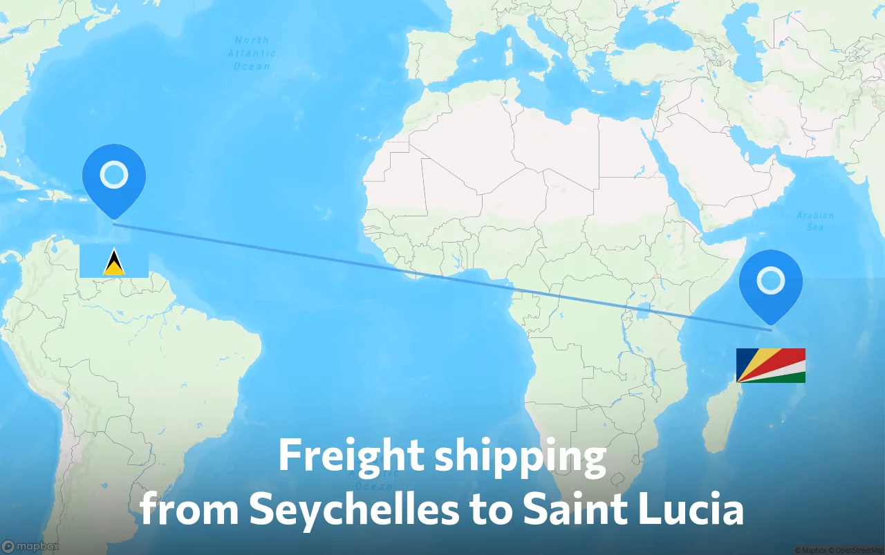 Shipping route from Seychelles to Saint Lucia