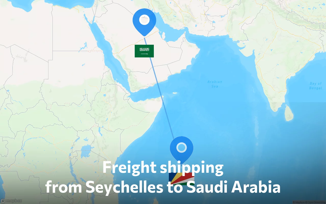 Shipping route from Seychelles to Saudi Arabia