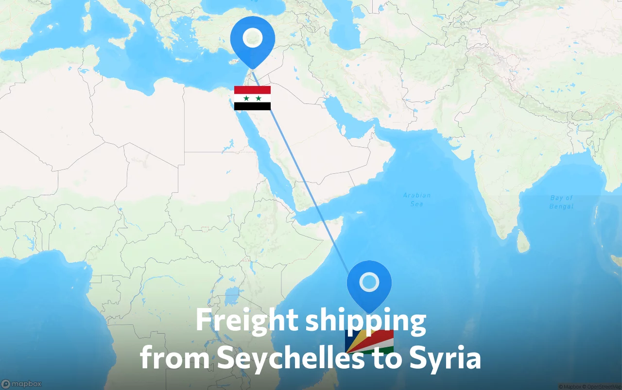 Shipping route from Seychelles to Syria