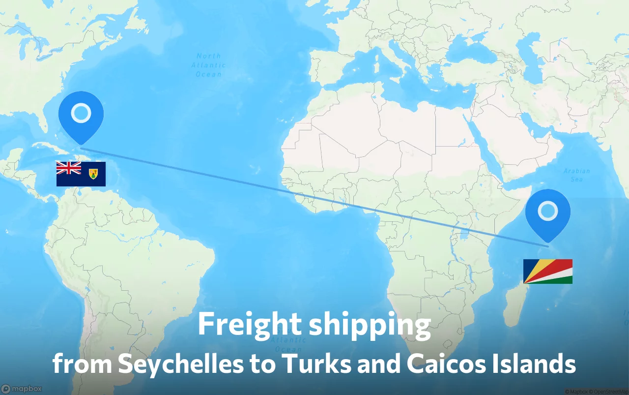 Shipping route from Seychelles to Turks and Caicos Islands