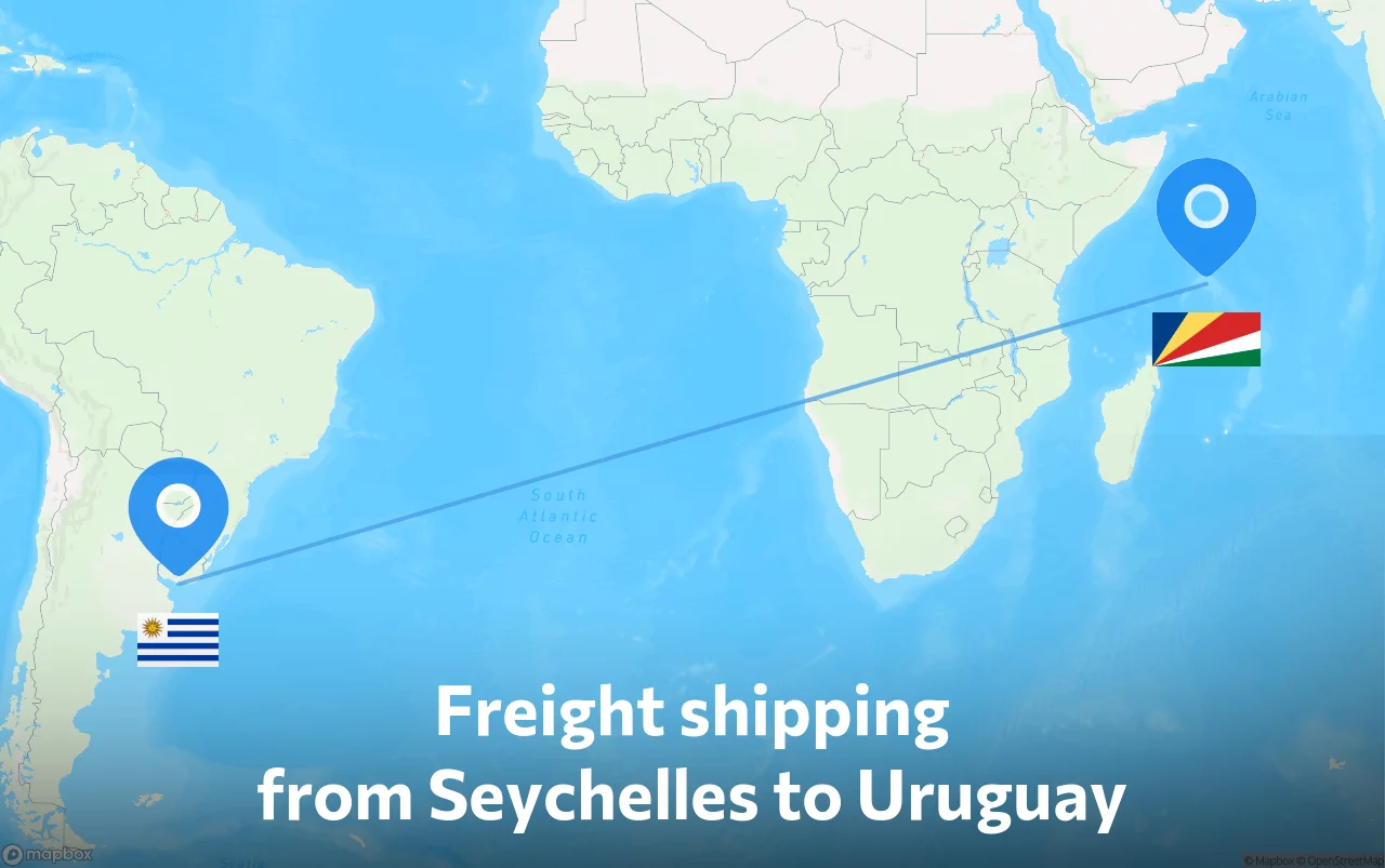 Shipping route from Seychelles to Uruguay