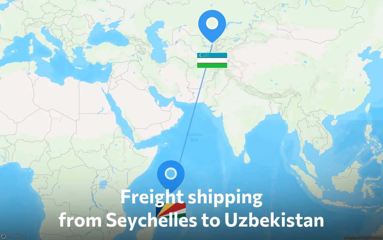 Shipping route from Seychelles to Uzbekistan