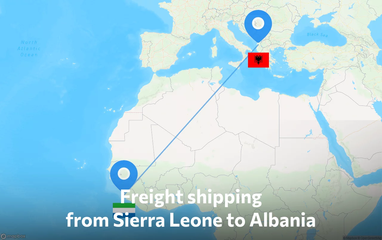 Shipping route from Sierra Leone to Albania