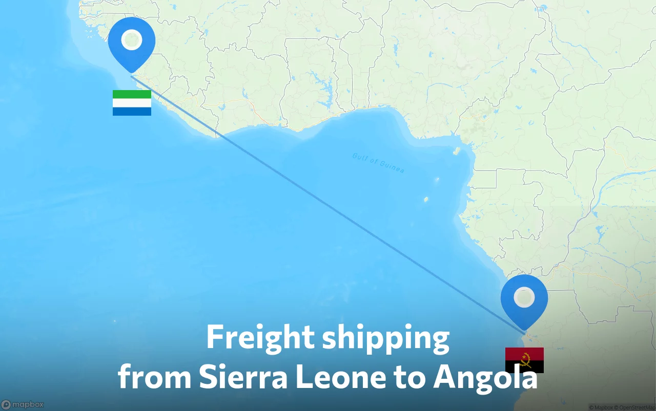 Shipping route from Sierra Leone to Angola