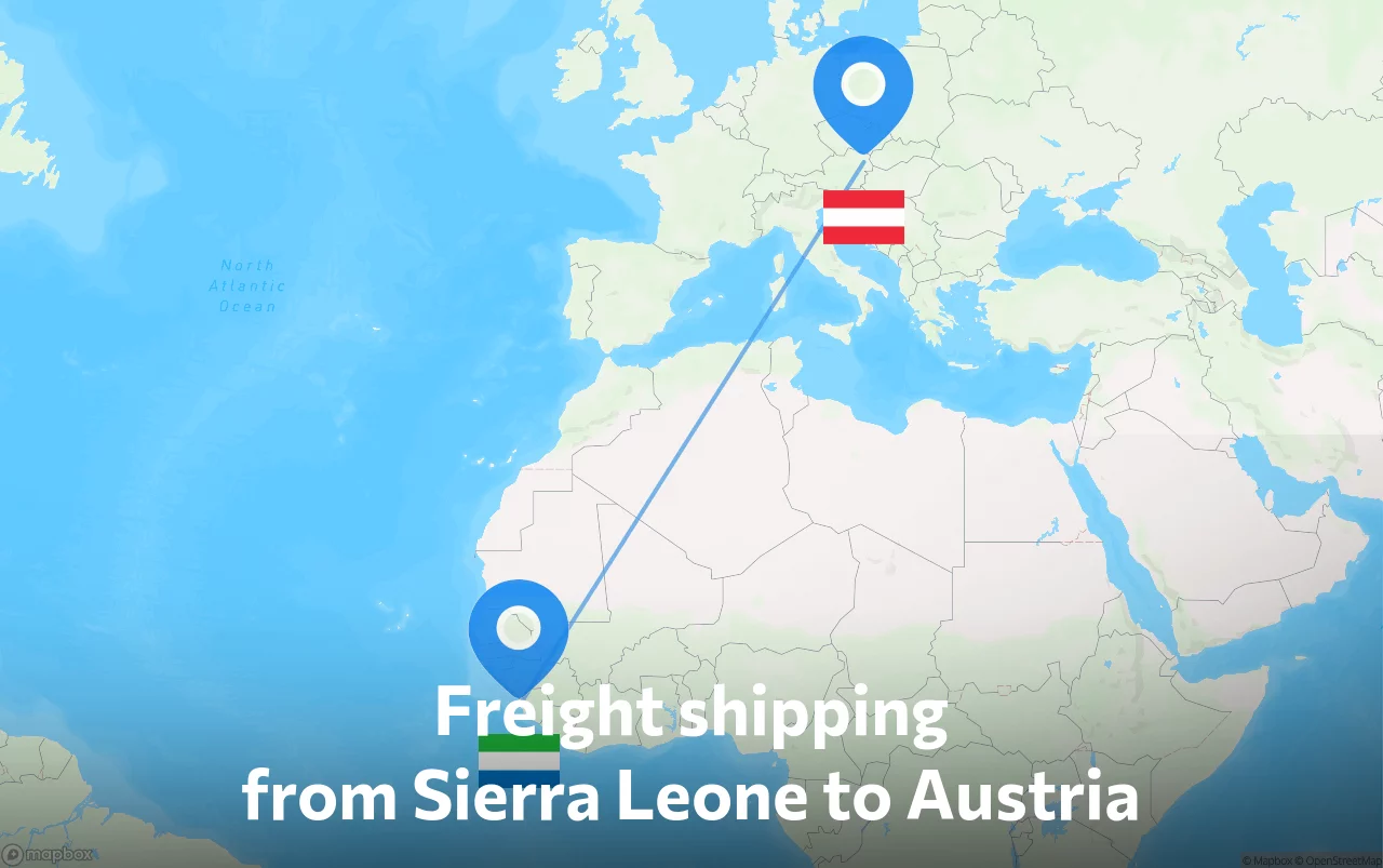 Shipping route from Sierra Leone to Austria