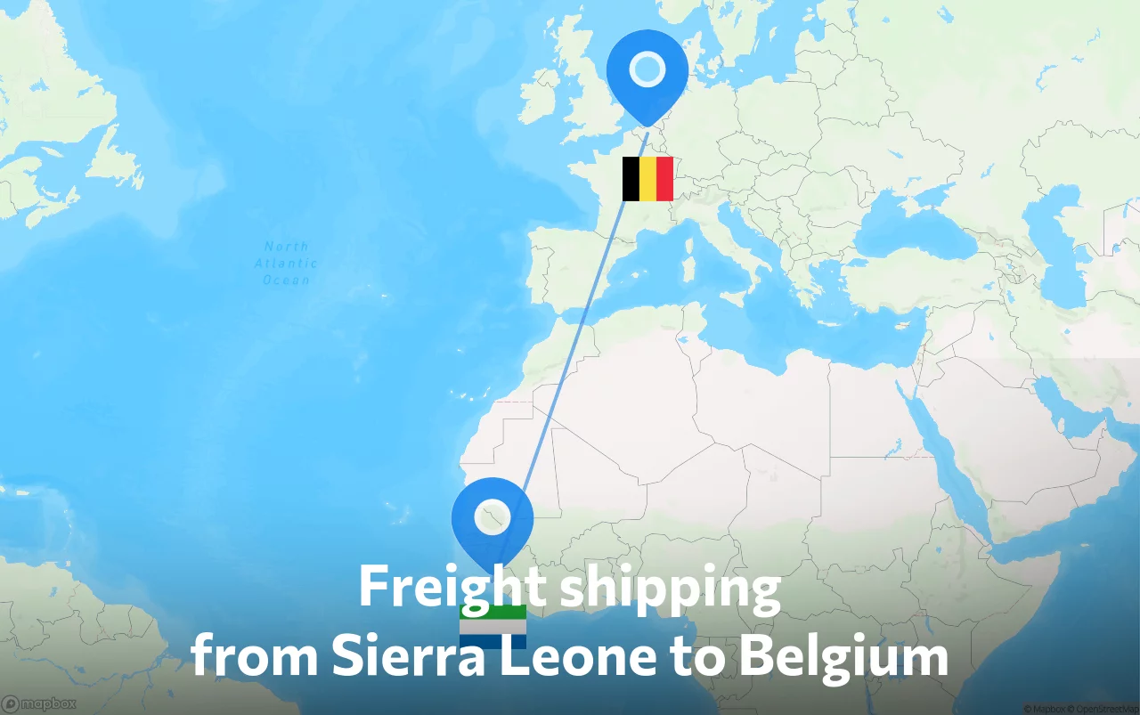 Shipping route from Sierra Leone to Belgium