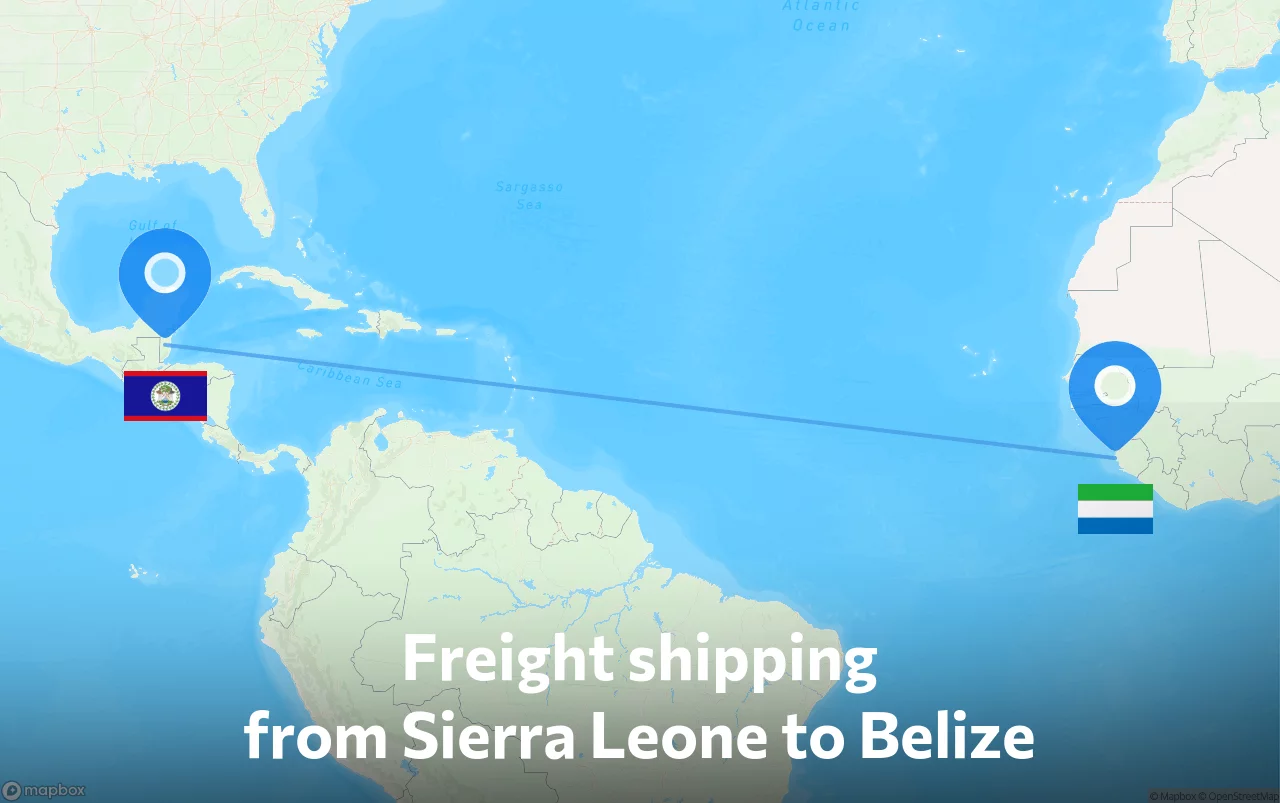 Shipping route from Sierra Leone to Belize
