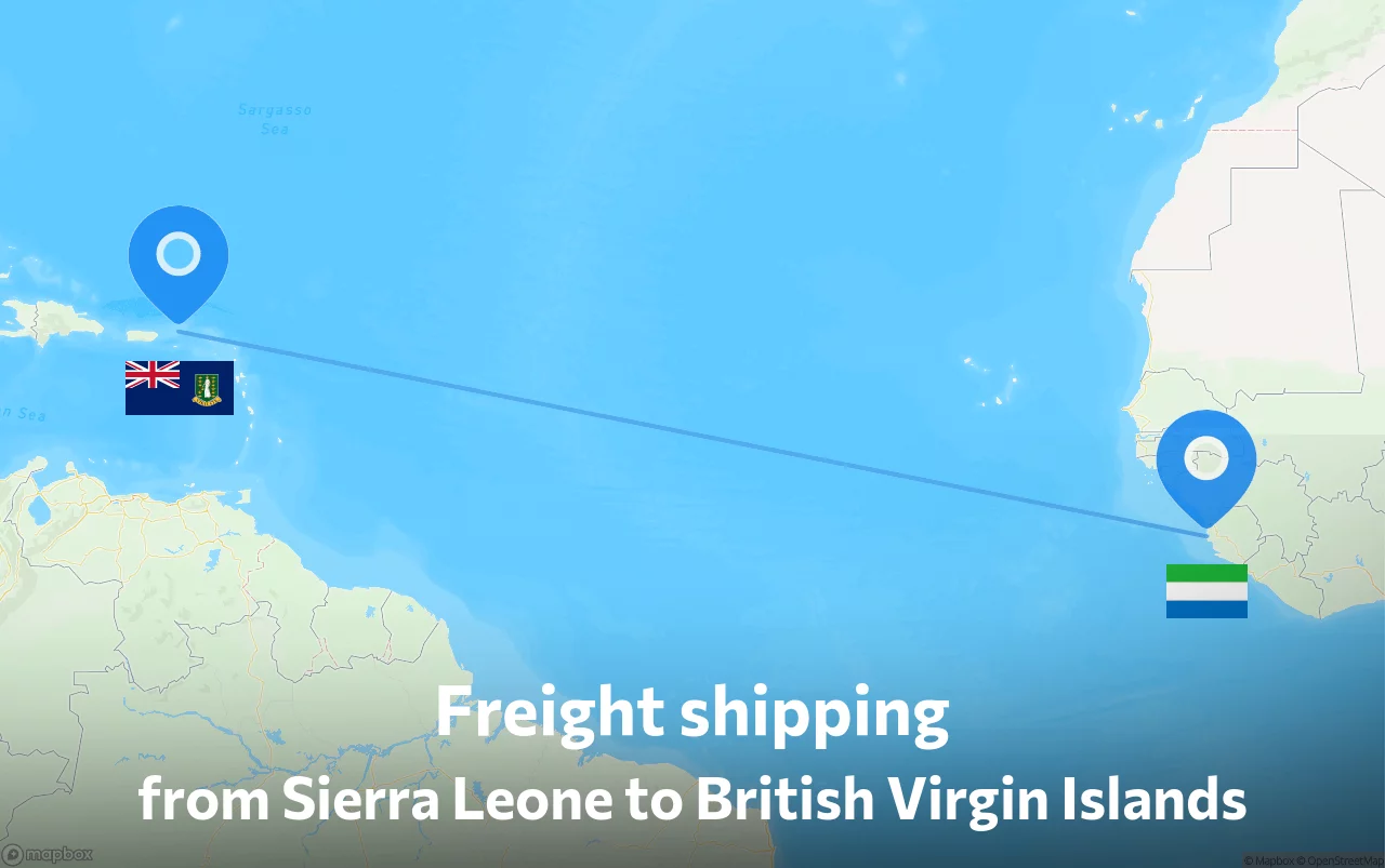Shipping route from Sierra Leone to British Virgin Islands