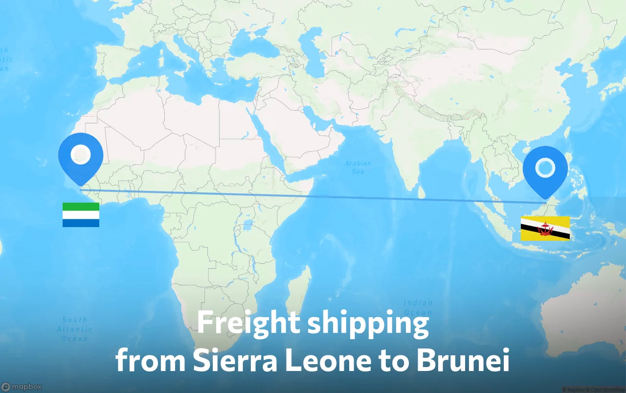 Shipping route from Sierra Leone to Brunei