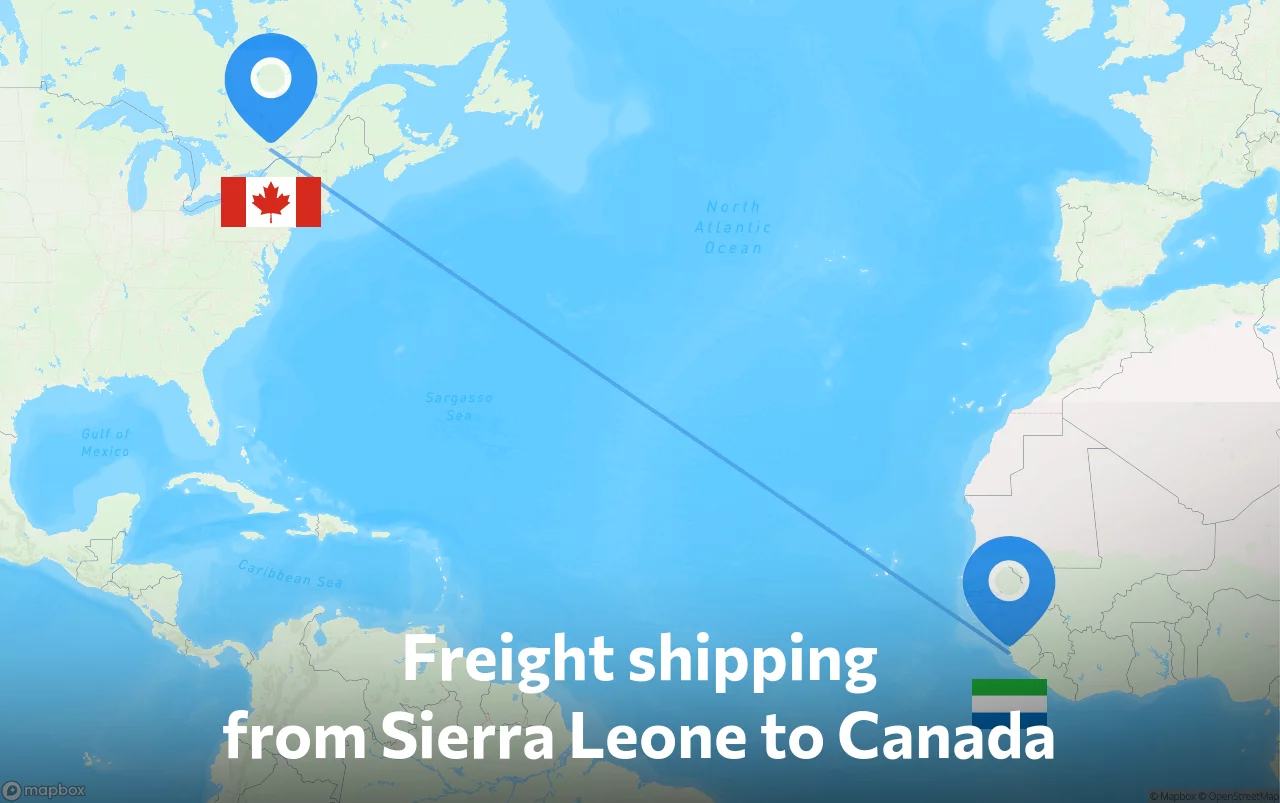 Shipping route from Sierra Leone to Canada