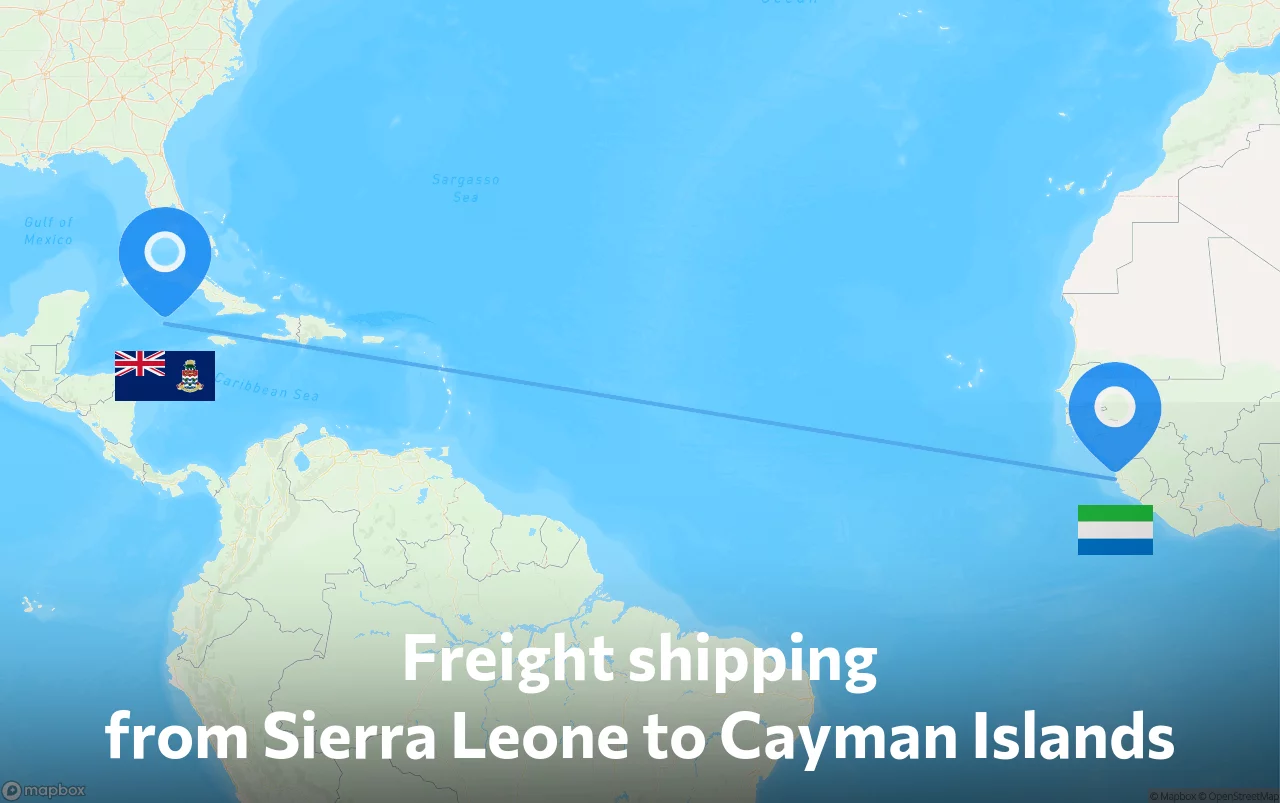 Shipping route from Sierra Leone to Cayman Islands