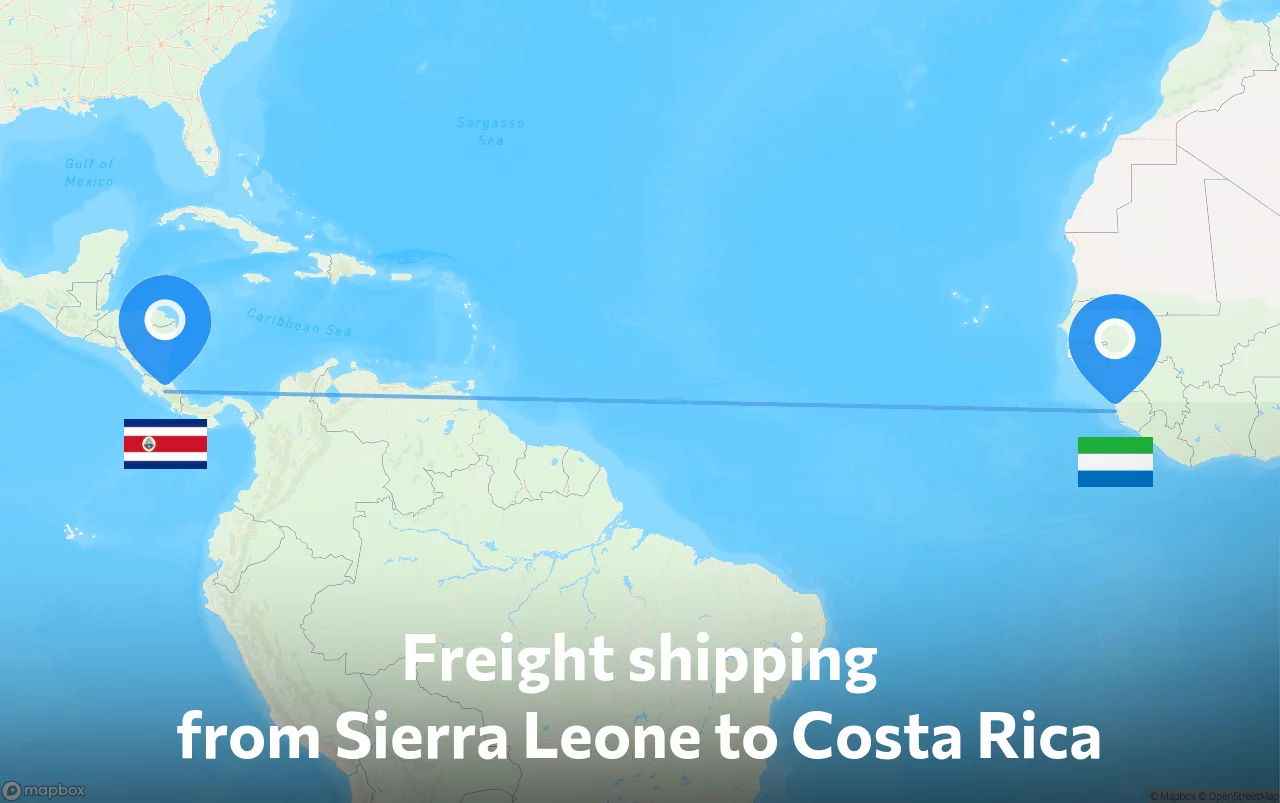 Shipping route from Sierra Leone to Costa Rica