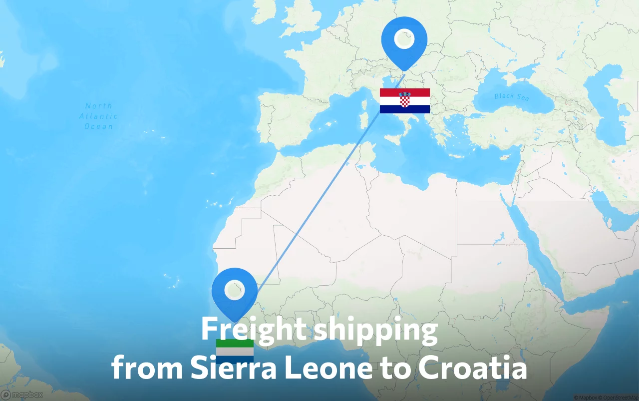 Shipping route from Sierra Leone to Croatia