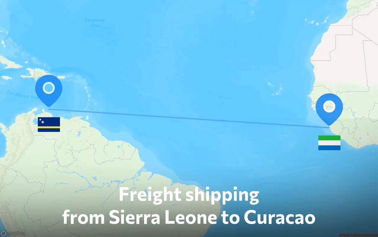 Shipping route from Sierra Leone to Curacao