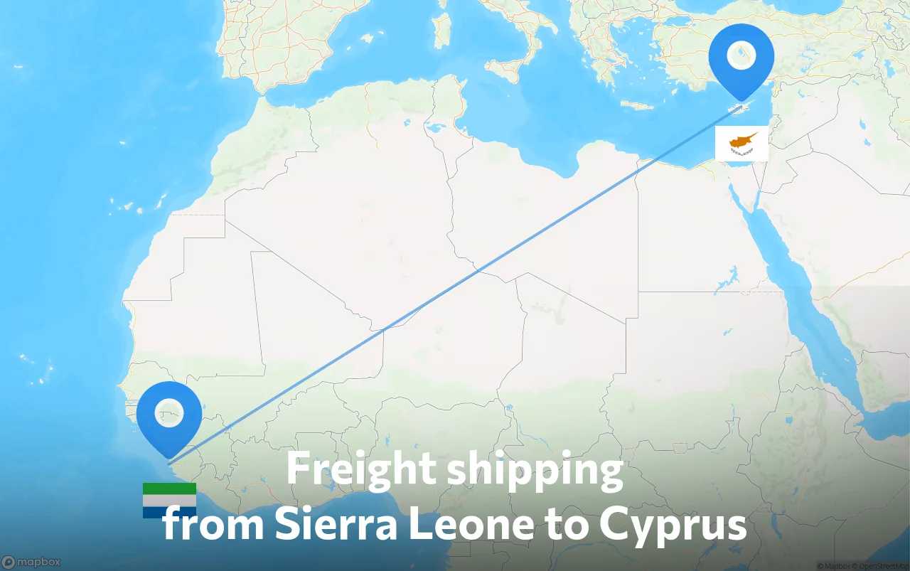Shipping route from Sierra Leone to Cyprus