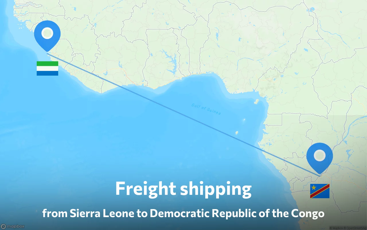 Shipping route from Sierra Leone to Democratic Republic of the Congo