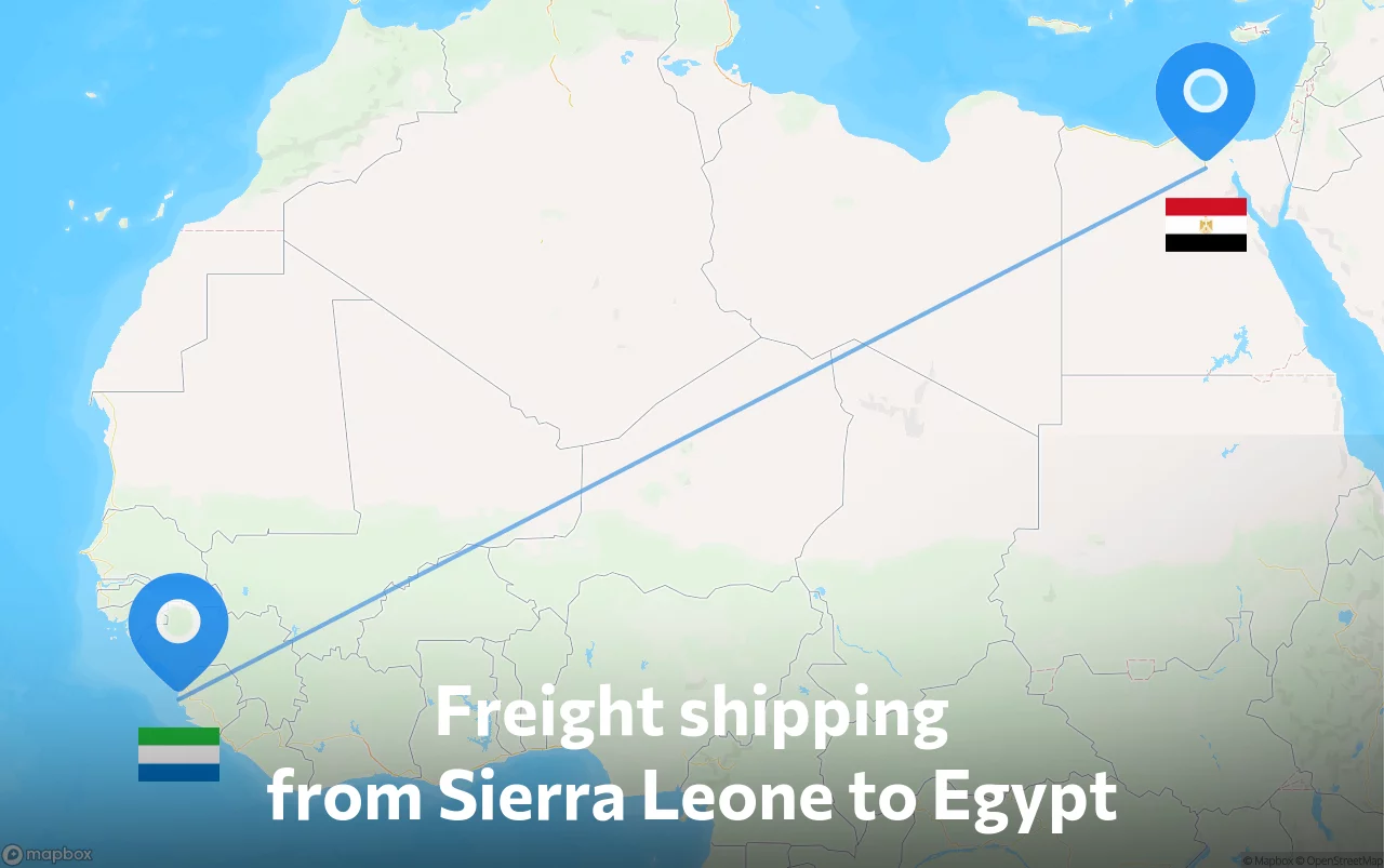 Shipping route from Sierra Leone to Egypt