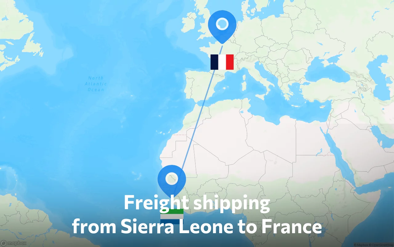 Shipping route from Sierra Leone to France