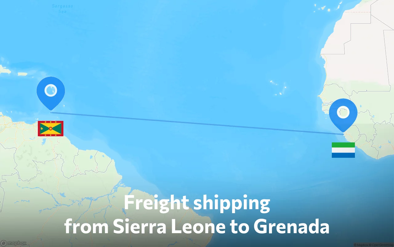 Shipping route from Sierra Leone to Grenada