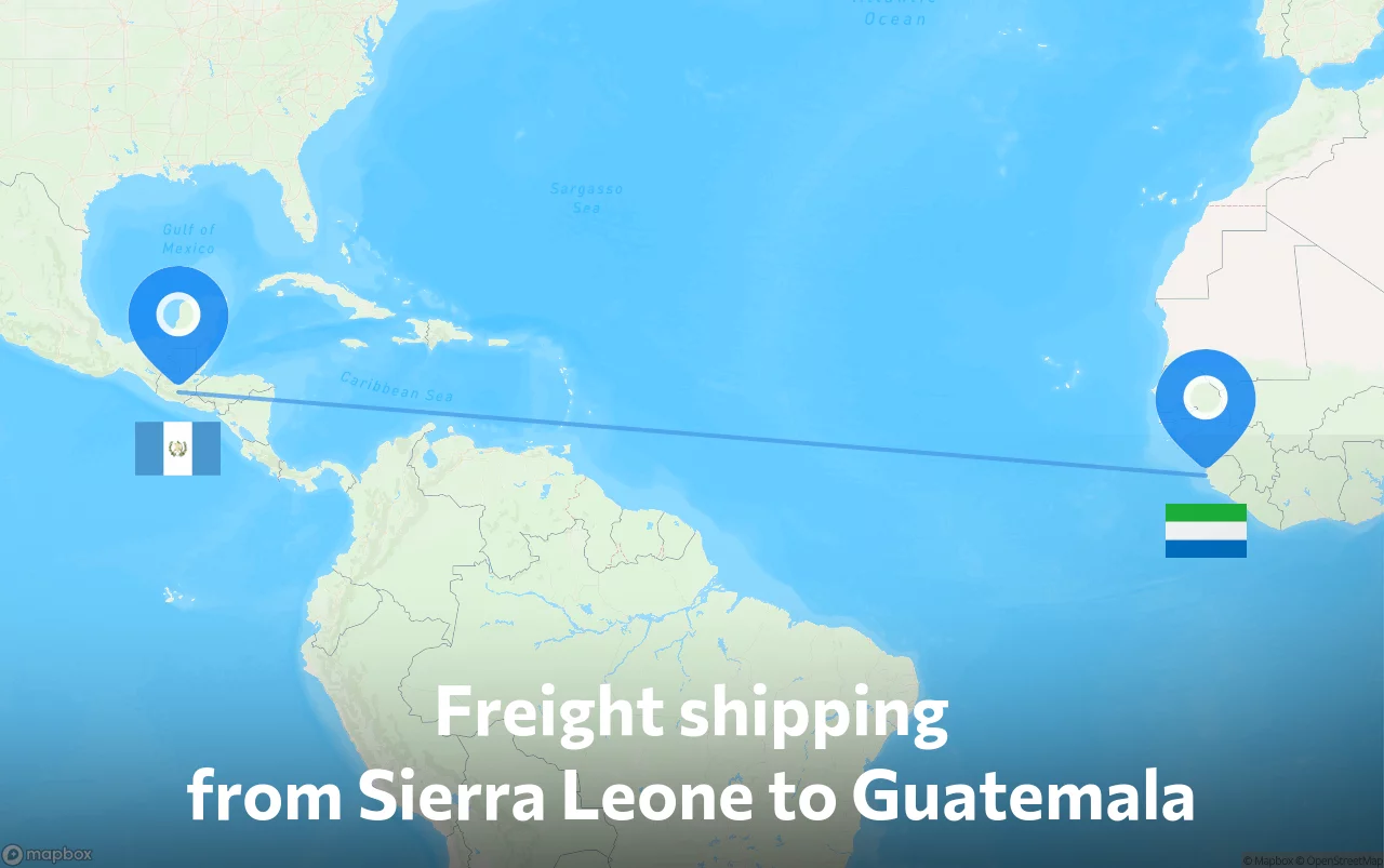 Shipping route from Sierra Leone to Guatemala