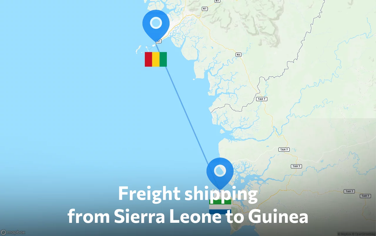 Shipping route from Sierra Leone to Guinea