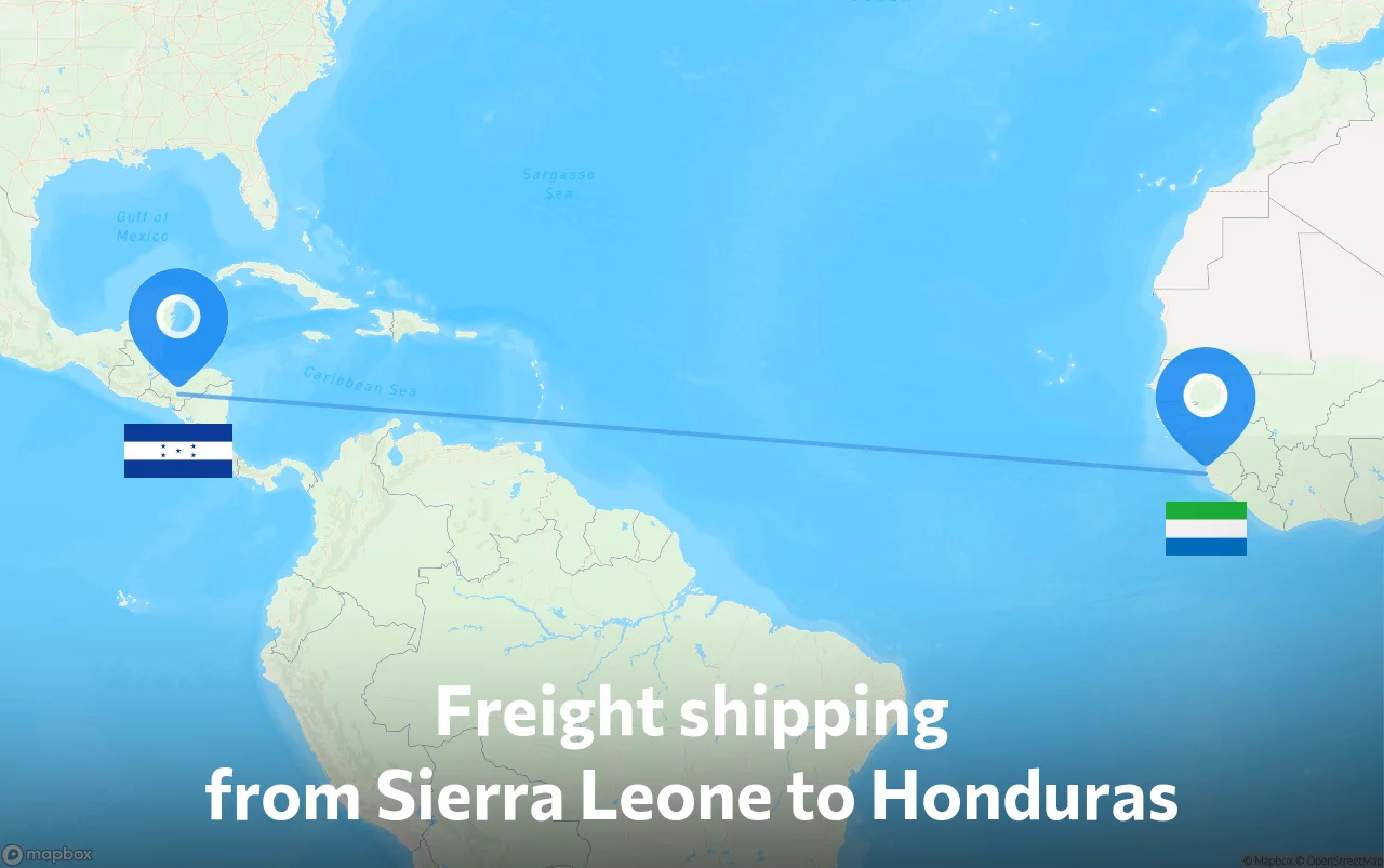 Shipping route from Sierra Leone to Honduras