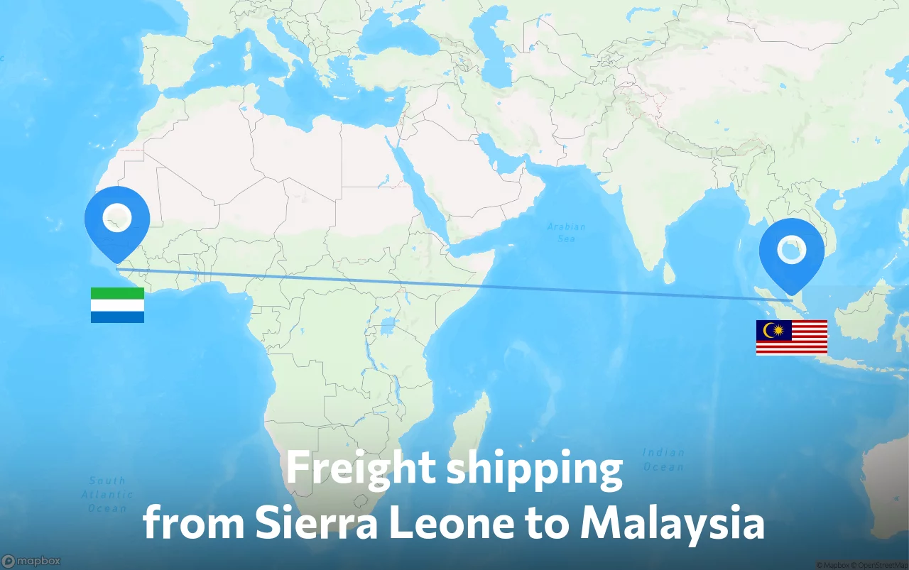 Shipping route from Sierra Leone to Malaysia