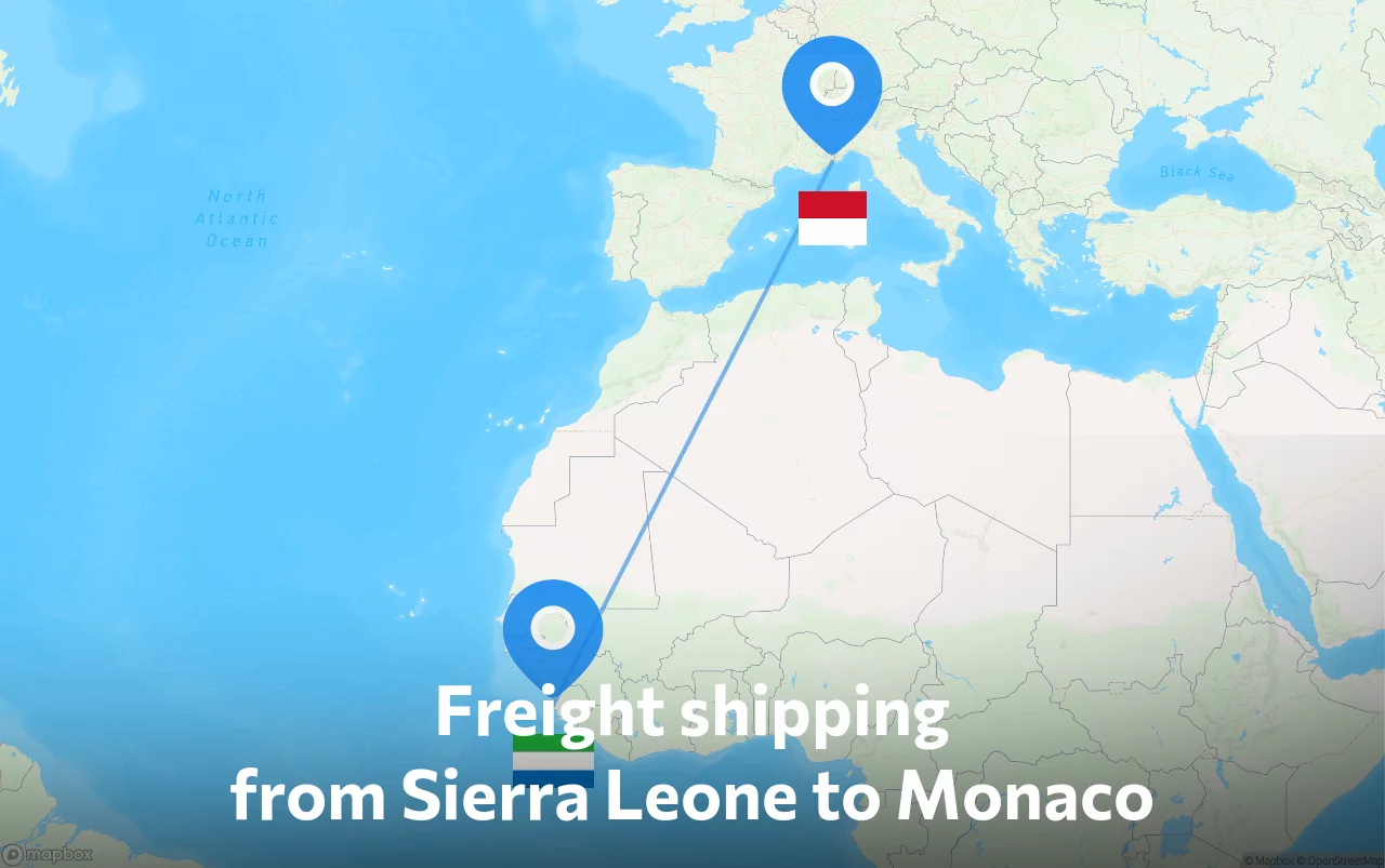 Shipping route from Sierra Leone to Monaco