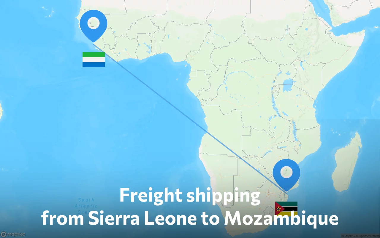Shipping route from Sierra Leone to Mozambique