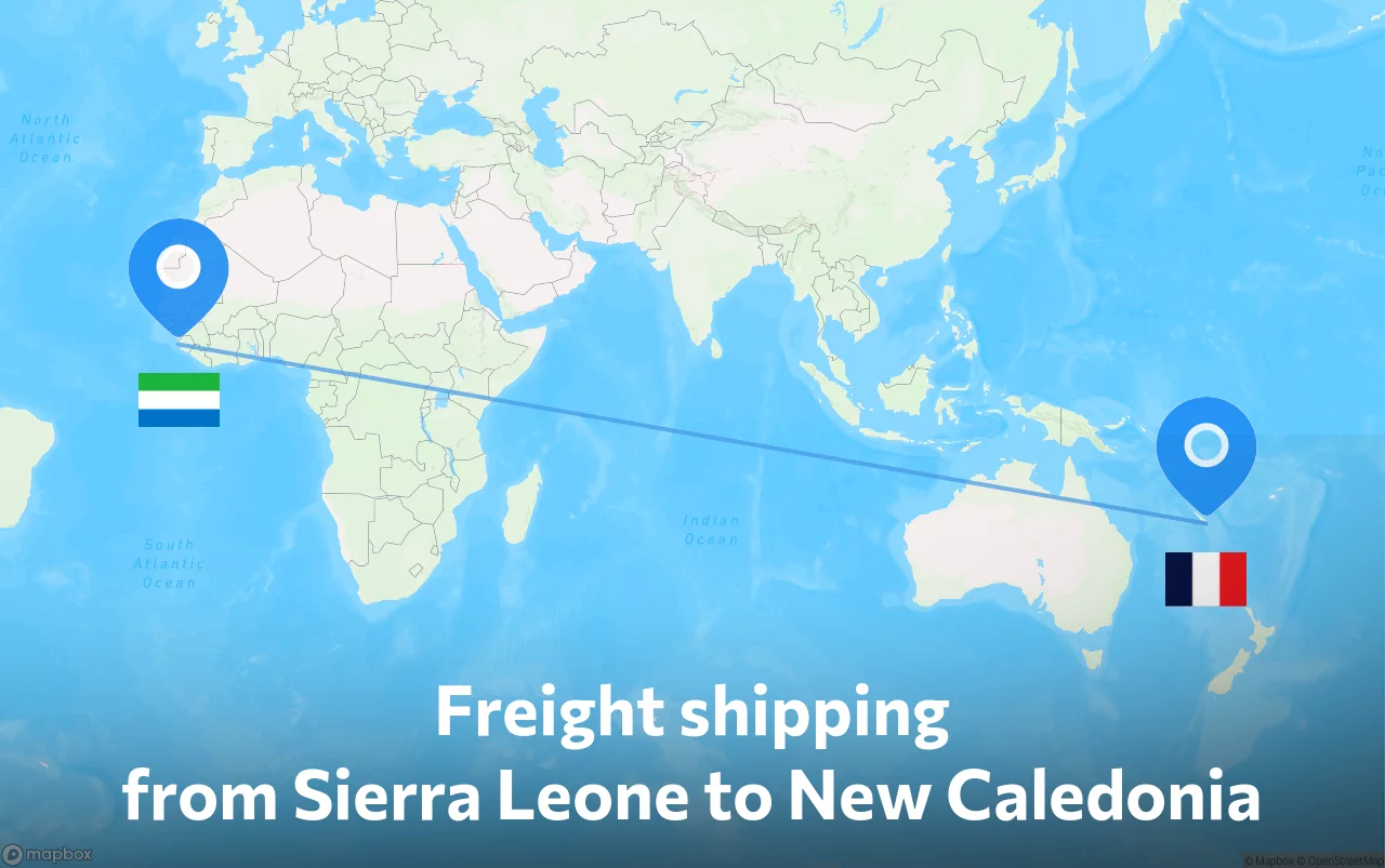 Shipping route from Sierra Leone to New Caledonia