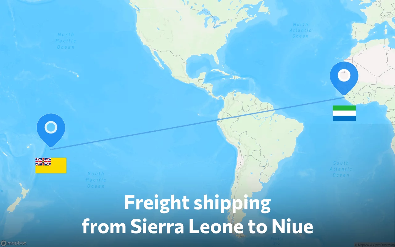 Shipping route from Sierra Leone to Niue